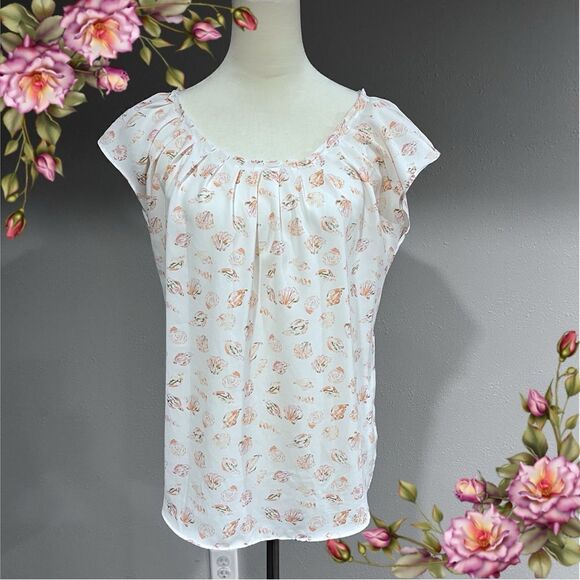 Shells print cap sleeve light cap sleeve blouse - Picture 1 of 14